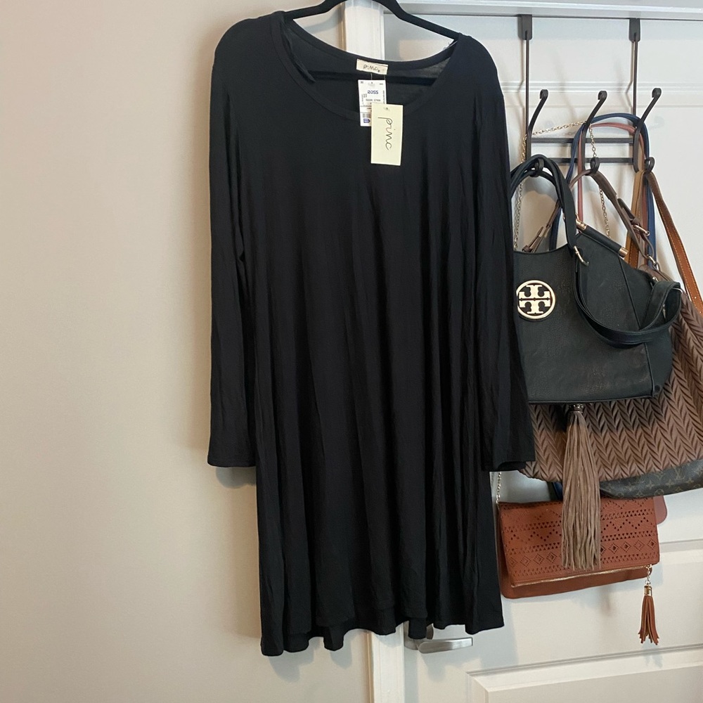 Long sleeve black skater dress
